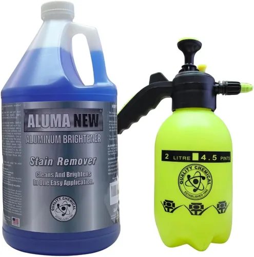 Quality Chemical Alumanew & Pulverizador de presión (pulverizador a presión de 2 litros, Alumanew (128 onzas líquidas y pulverizador a presión)