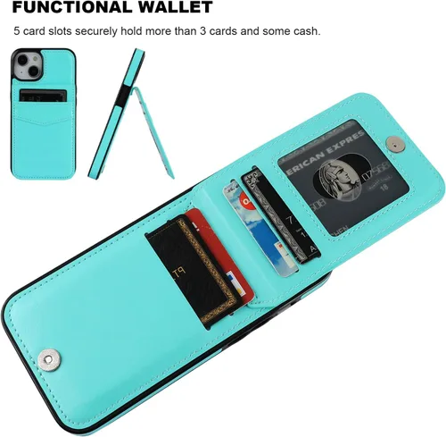 Miniatura 4 de KIHUWEY Compatible con iPhone 14 Funda Cartera con Soporte para Tarjeta de Crédito, Tapa de Cuero Premium con Cierre Magnético Soporte Funda