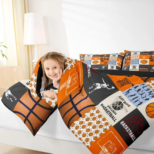 Miniatura 8 de Boy Basketball Comforter Set Twin Size,Ball Sport Games Bedding Sets 2Pcs for Girls Boys Teens Room Decor,Basketball Player Silhouette Duvet Insert
