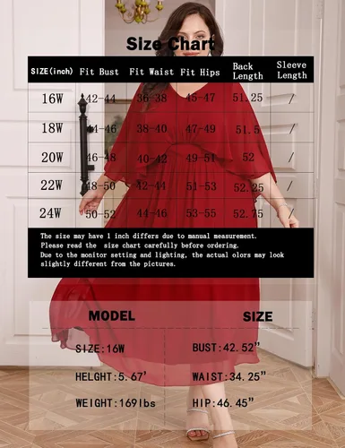 Miniatura 6 de Hanna Nikole Vestido de fiesta de noche de gasa con cuello en V para mujer, talla grande, manga capa, maxi vestidos para invitados de boda