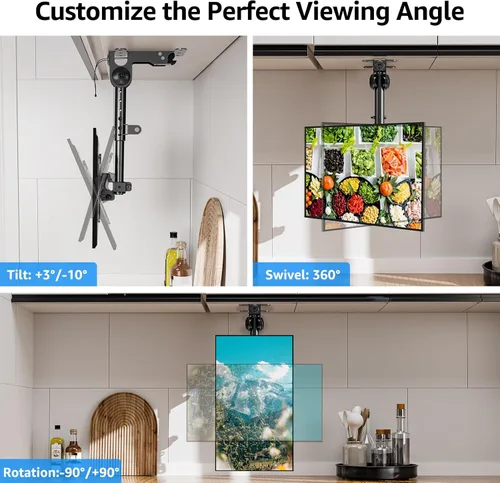 Miniatura 7 de MOUNTUP - Soporte plegable para debajo del gabinete de TV - Soporte de TV abatible y giratorio, se adapta a pantallas LCD de 13-32" hasta 22 libras
