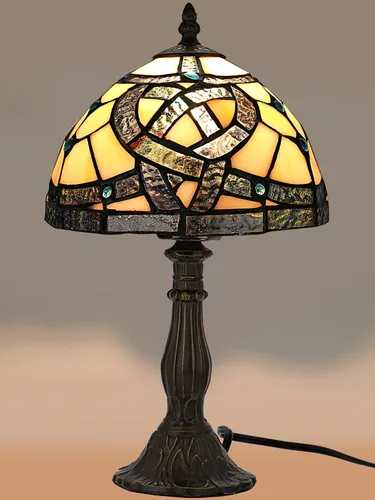 Miniatura 17 de KY&BOSAM Lámpara de Mesa Celta Irlandesa Tiffany Estilo Trébol Lámpara de Escritorio Luz Nocturna de Vidrio Emplomado 14 Pulgadas de Alto 8 Pulgadas