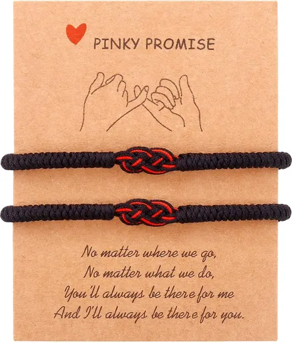 Miniatura 50 de Pulseras tibetanas hechas a mano con cuerda roja para él y ella, pulsera de la amistad, pulsera de la amistad, hilo negro y rojo para protección