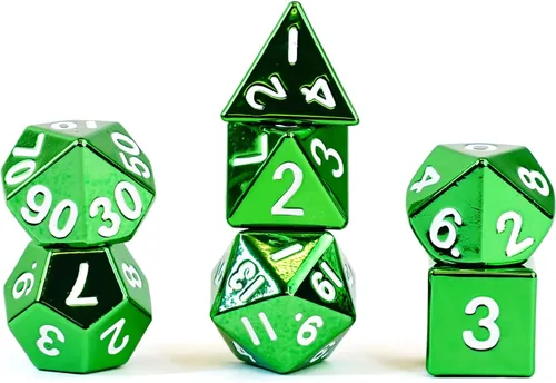 Miniatura 15 de FanRoll - Juego de dados poliédricos de metal de 0.630 in, plata antigua, dados de juego de rol para Calabozos y Dragones