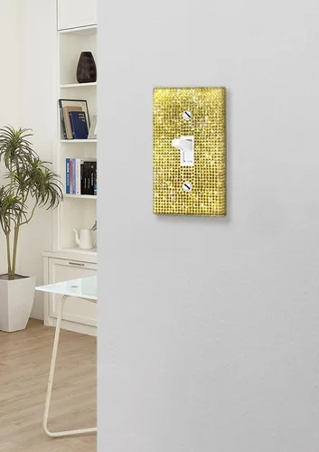 Miniatura 6 de WIRESTER Cubierta para placa de pared con diamantes de imitación brillantes y dorados, color amarillo dorado citrino, cubierta para interruptor