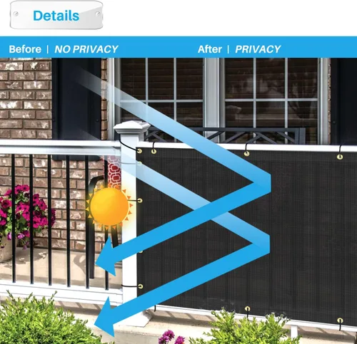 Miniatura 5 de Patio Pantalla de Privacidad para Balcón de 3' x 10', Cubiertas de Barandilla de Apartamento, Paneles de Valla para Exteriores, Valla Temporal