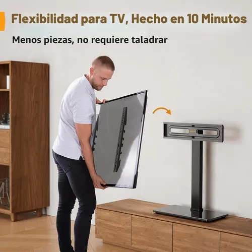 Miniatura 8 de Perlegear Base giratoria universal para televisores de 32 a 70 pulgadas, soporte de mesa ajustable en altura con inclinación, base de vidrio
