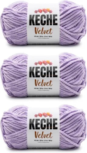 Miniatura 39 de Keche Hilo de terciopelo para ganchillo, manta de felpilla suave, voluminosa, hilo amigurumi, 3.53 oz (132 yardas), color azul bebé