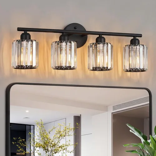 Miniatura 23 de Moderna lámpara de tocador de cristal de 2 luces, lámpara vertical de baño de níquel cepillado sobre espejo para tocador y lavabo, compatible