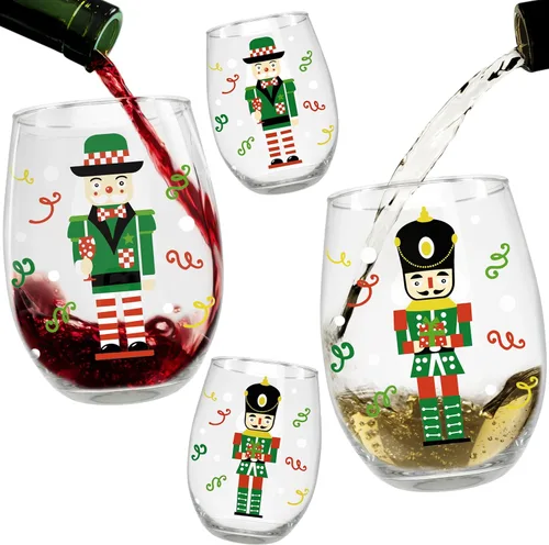 Miniatura 10 de BANBERRY DESIGNS Cascanueces - Decoración navideña - Copas de vino sin tallo - Juego de 8 - Diseño de soldado de juguete navideño - Capacidad de 20