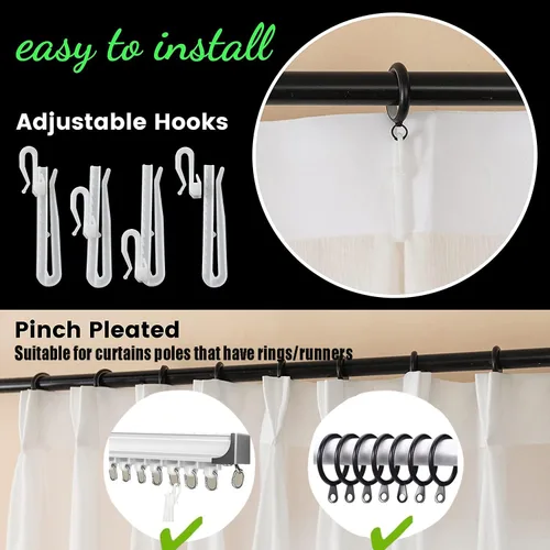 Miniatura 6 de Cortinas traslúcidas blancas con pliegues elegantes de 84 pulgadas, 1 panel, cortinas plisadas para sala de estar, puerta corrediza de vidrio