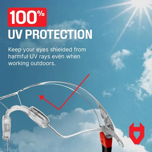 Miniatura 8 de NoCry Gafas de seguridad transparentes para hombres y mujeres con lentes envolventes antivaho y resistentes a los arañazos, patillas ajustables