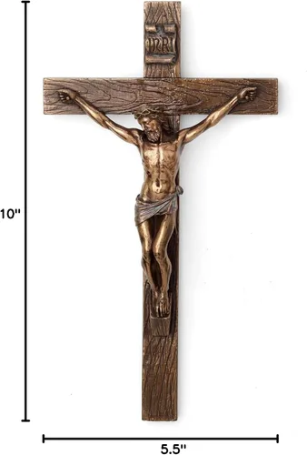 Miniatura 6 de Veronese Design 10 pulgadas Jesús en crucifijo Escultura de la pared del final del bronce antiguo de la resina del molde frío