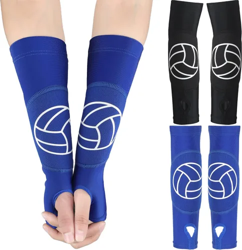 Newcotte 2 pares de mangas de brazo de voleibol, mangas de antebrazo con almohadillas de protección y orificio para el pulgar acolchado, 12 pulgadas