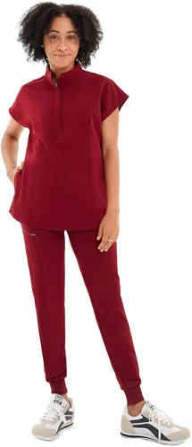 Uniforms World Avant - Conjunto de ropa quirúrgica para mujer, camiseta de ajuste clásico y pantalones ajustados, cintura de yoga, 7 bolsillos,