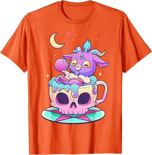 Miniatura 99 de Kawaii Pastel Goth Cute espeluznante Pentáculo Baphomet - Camiseta de cabra, Negro