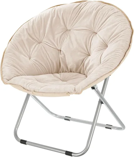 mDesign Urban Papasan - Silla plegable de luna – Silla OVNI con platillo grande con marco de metal plegable – Asiento plegable mullido para oficina