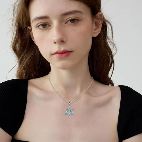 Miniatura 20 de ONEFINITY Collar de plata de ley 925 con diseño de árbol de la vida con colgante de nudo celta de concha de abulón para mujer
