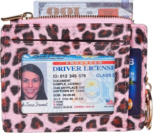 Miniatura 3 de Sodsay Estuche para tarjetas, cartera delgada con bolsillo frontal, para mujer, sujetatarjetas con llavero