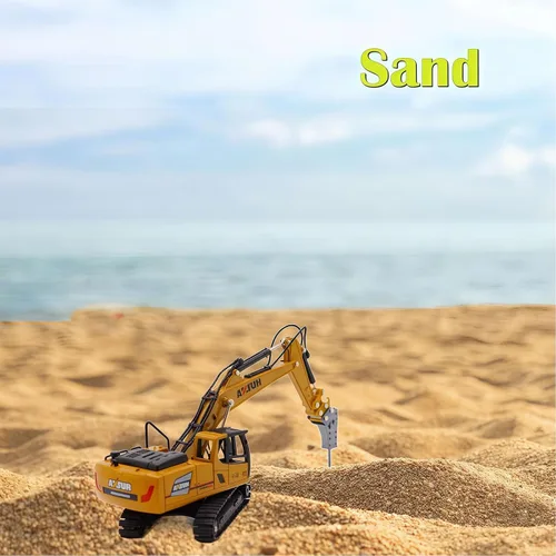 Miniatura 3 de Excavadora de taladro grande, juguetes de vehículos de construcción, camión de martillo hidráulico de aleación resistente, escala 1:60, excavadora