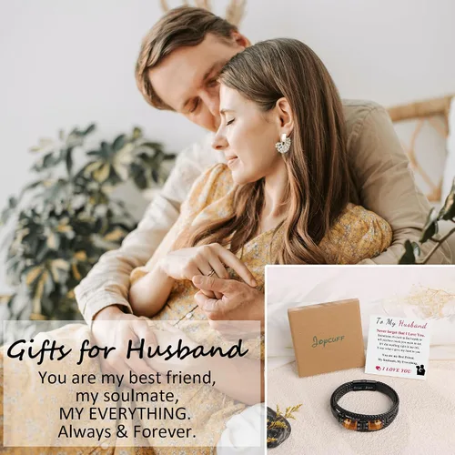 Miniatura 7 de JoycuFF Pulseras de cuero trenzado marrón para hombre, regalos para papá, novio, marido, hijo, nieto, hermano, para siempre, para el día del padre
