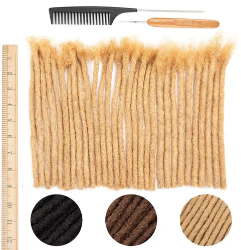 Miniatura 55 de DAIXI 0.2cm y 0.4cm y 0.6cm y 0.8cm de grosor 4-18 pulgadas 10 hebras extensiones de rastas de cabello humano 100% real para hombres/mujeres
