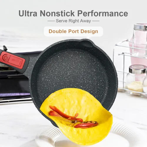 Miniatura 5 de AIKENBBKK Sartén antiadherente de 12 pulgadas de profundidad con tapa, sartén de 5 cuartos de galón, sartén antiadherente, compatible con todas