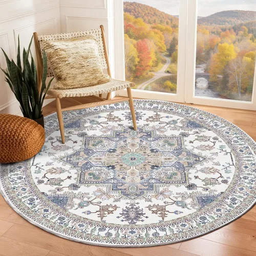 Miniatura 54 de OPPODREAM Alfombras suaves, pequeñas y lavables con parte trasera antideslizante, alfombra de cachemira sintética de pelo bajo, 2 x 3 pies, azul