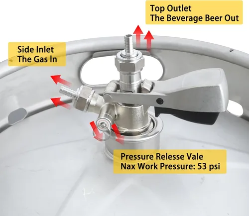 Miniatura 4 de PERA Kit de conversión de cerveza de un solo grifo, kit de Kegerator de montaje en puerta con regulador de CO2 CGA320, acoplador de barril Sankey D