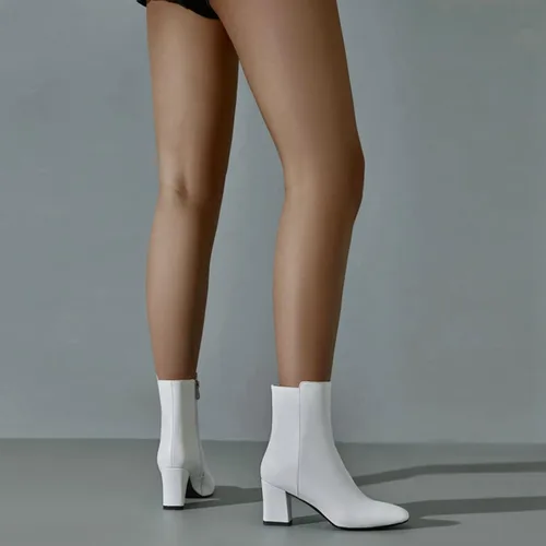 Miniatura 6 de Caradise Botas de tacón alto y grueso para mujer con cremallera y punta cuadrada