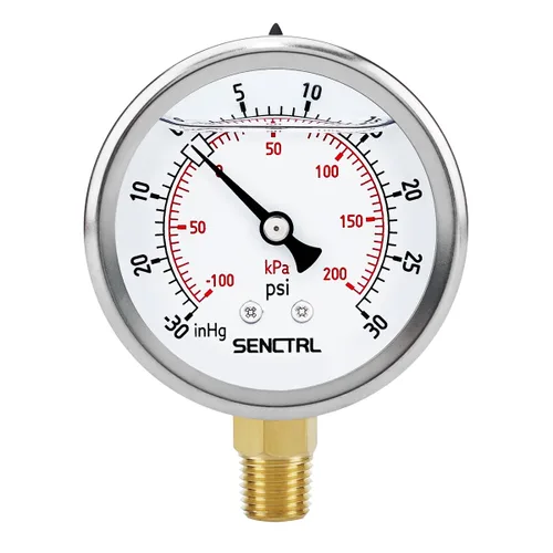 Miniatura 23 de SENCTRL 0-200 Psi Presión de Líquido Llenó de Glicerina, Medidor de Presión con Esfera de 2.5 Pulgadas, Montaje Inferior de 1/4 Pulgada NPT, Caja