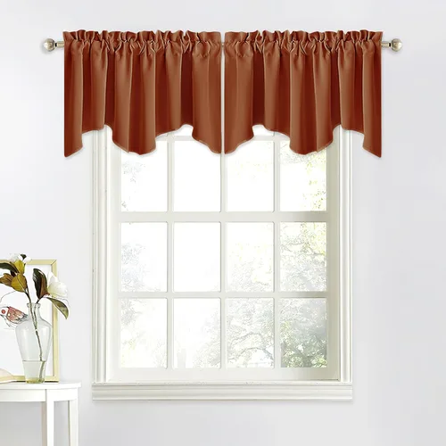 Miniatura 31 de NICETOWN Cenefa de ventana para dormitorio, ahorro de energía, bolsillo para barra, cenefa festoneada corta para ventana pequeña para lavandería