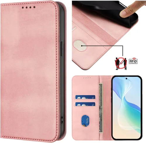 Miniatura 4 de Funda compatible con Motorola Moto E22 4G, compatible con Motorola Moto E22i 4G Card Slotting Wallet Phone Funda de cuero rosa