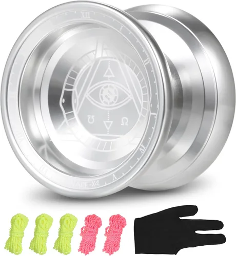 Miniatura 8 de Lixada Yoyo profesional de aluminio competitivo Yoyo Ball Yo Yo regalo con 5 cuerdas de repuesto y guante, ideal para principiantes y para trucos