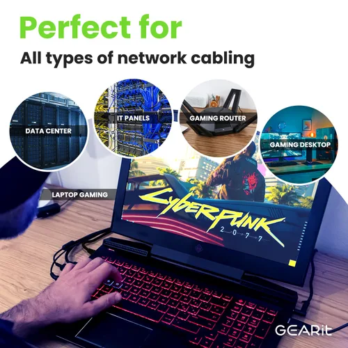 Miniatura 8 de GearIT cable Ethernet de 0.5 pies Cat6 - Cable para computadora a red LAN, color negro, Negro