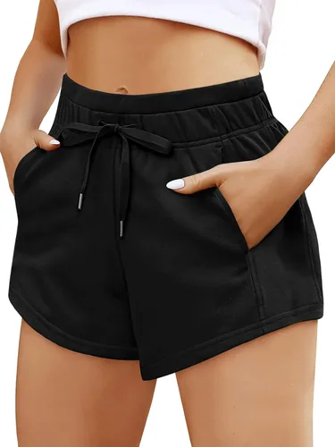 AUTOMET Pantalones cortos deportivos de verano para mujer, pantalones cortos deportivos de moda de cintura alta, para gimnasio, sala de estar,