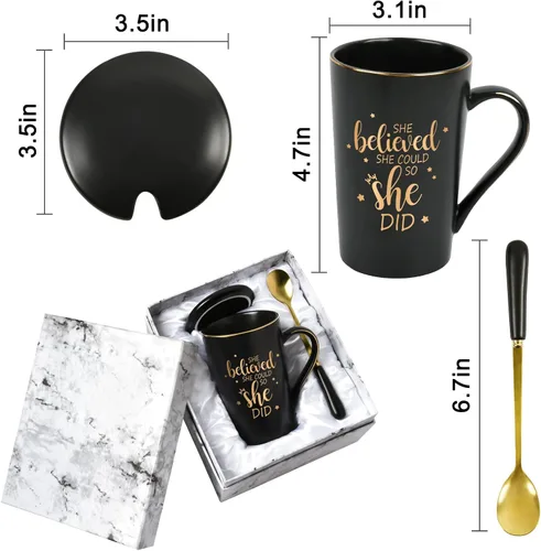 Miniatura 7 de Maustic Taza She Believed She Could So She Did, regalos de graduación para ella, tazas de café para mujeres, regalos motivacionales inspiradores