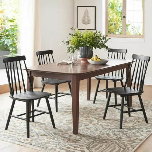 Miniatura 17 de Juego de 2 sillas de comedor negras, juego de 2 sillas de comedor de madera, sillas de comedor de madera, husillo lateral de granja, sillas Windsor