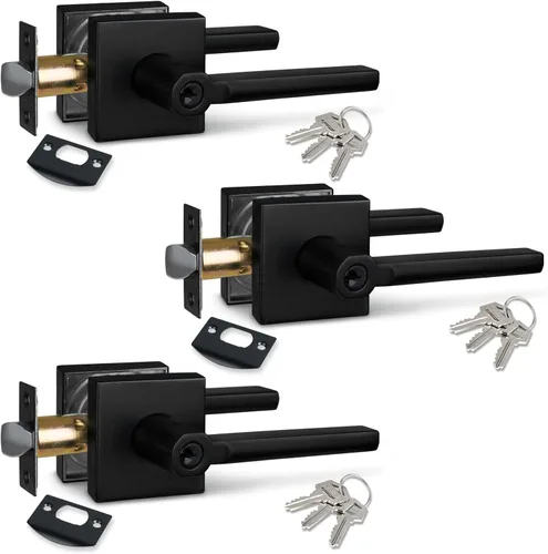 Miniatura 49 de NEWBANG Palanca de puerta de cama/baño para privacidad Baño e interior Manija de cerradura de puerta en negro mate envejecido, HD1601-DB-BK-1P