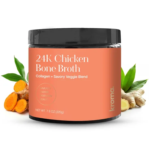 Miniatura 10 de Polvo de Caldo de Hueso de Pollo 24K de Kroma - Paquete de 7, 7 Porciones – Caldo de Hueso Orgánico Rico en Proteínas – Caldos Instantáneos