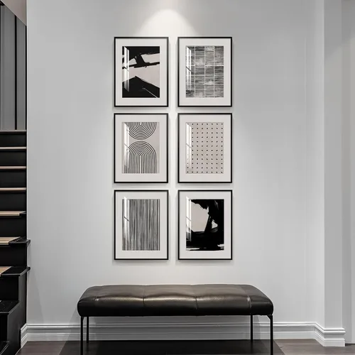 Miniatura 3 de Arte de pared abstracto enmarcado en blanco y negro, 6 piezas de impresiones modernas, pinturas, obras de arte para paredes, imágenes abstractas
