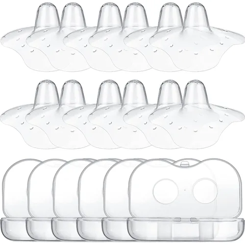 Nuanchu - 12 protectores de pezones para lactancia materna recién nacidos, protectores de pezones de 0.78 pulgadas a granel para lactancia, tazas