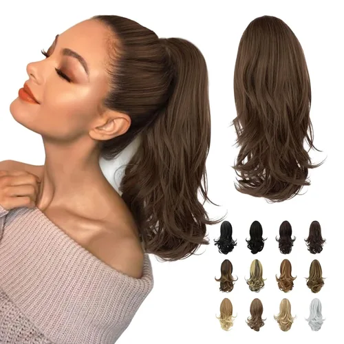 Miniatura 22 de Sofeiyan Extensión de cola de caballo de 11 pulgadas con clip de garra, extensiones de cabello con cola de caballo, cola de caballo larga y rizada