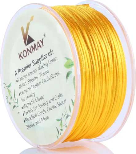 Miniatura 72 de KONMAY 80 Yardas 1.0mm Cordón Rattail de Nylon Satén Seda Trim Hilo para Cuentas para Nudos Chinos, Kumihimo, Trabajo con Cuentas, Macramé, 2-Azul