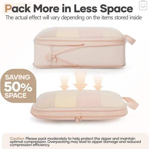 Miniatura 6 de Veken Juego de 11 cubos de compresión para artículos esenciales de viaje, bolsas organizadoras compresibles expandibles grandes para ropa, bolsas
