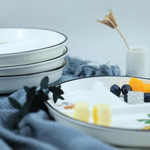 Miniatura 5 de 1 PIEZA Plato de Cerámica con Dinosaurio para Control de Porciones, Plato Dividido para Alimentación Racional, Plato Dividido para Postre, Plato