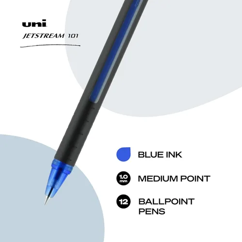 Miniatura 2 de Bolígrafos Uni-Ball 1768012 Jetstream 101, punta mediana, tinta azul (paquete de 144)