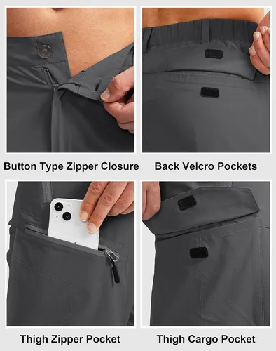 Miniatura 5 de Pudolla Mens Hiking Cargo Pants Outdoo Work Pants for Men UPF50+ with Zipper Pockets