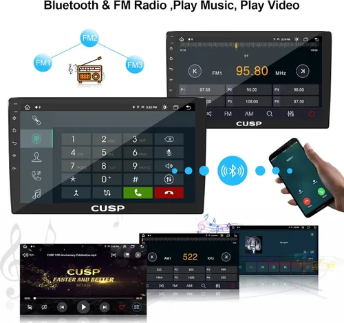 Miniatura 2 de CUSP Radio estéreo de coche Android de 10 pulgadas, unidad principal universal de doble DIN con CarPlay inalámbrico y Android Auto con cable