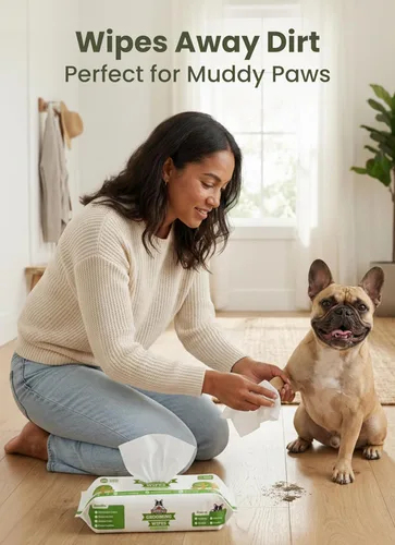 Miniatura 5 de Toallitas de aseo para perros de Pogi – Toallitas hipoalergénicas para mascotas para patas, cuerpo y trasero – Limpieza e hidratación, aroma a té